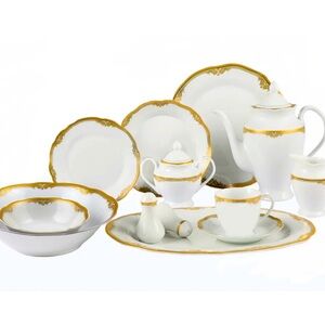 Elegant Gold-Trimmed Dinnerware Set
